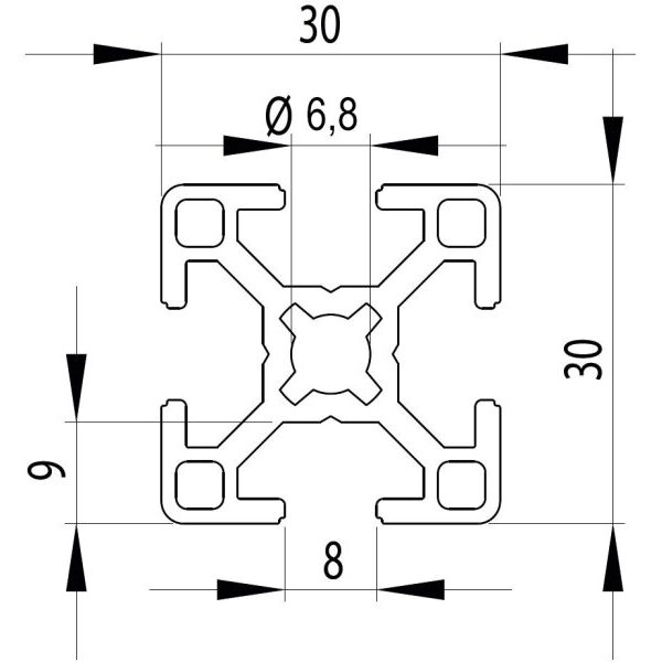 Aluminum Profile 30x30 t-slot black
