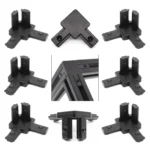 Black 3 Way End Angle Bracket Connectors