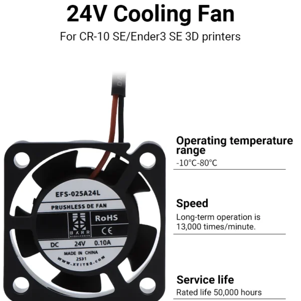 Ender 3 V3 SE Blower Fan DC 24V 2510 Axial Cooling Fan Replacement