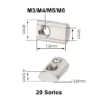 M5 Spring T-nut with Ball for Aluminum Extrusion