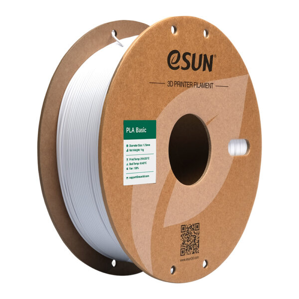 eSUN PLA-Basic Ψυχρό Λευκό Νήμα 3D 1,75 χιλ. 1KG, γυαλιστερό καρούλι από χαρτόνι με φωτεινό λευκό φινίρισμα