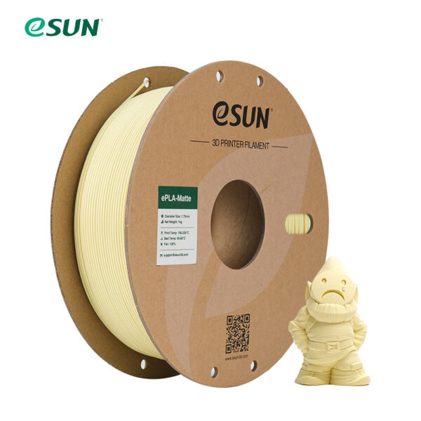 eSUN ePLA-Matte Almond Yellow 1.75mm 3D Filament 1KG soft pastel yellow matte finish low gloss cardboard spool